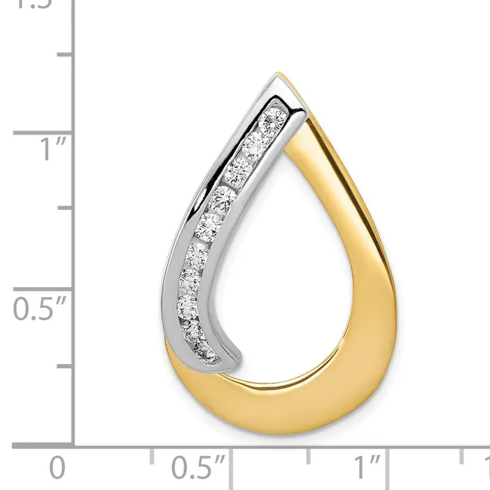 TreasureFineJewelers Rings 14k TwoTone AA Diamond Teardrop Slide