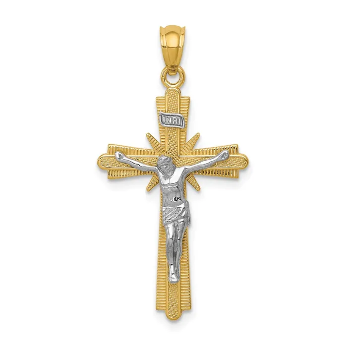 TreasureFineJewelers Rings 14k Twotone Gold Polished Crucifix Pendant