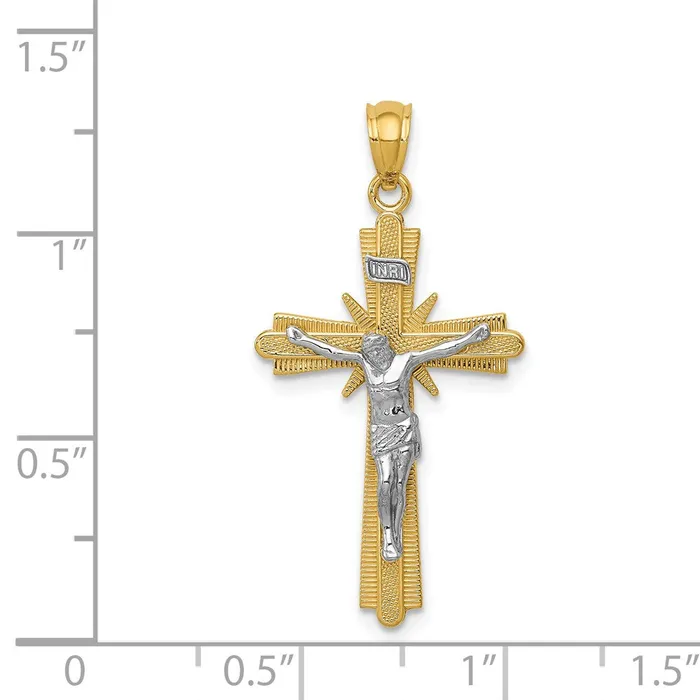 TreasureFineJewelers Rings 14k Twotone Gold Polished Crucifix Pendant