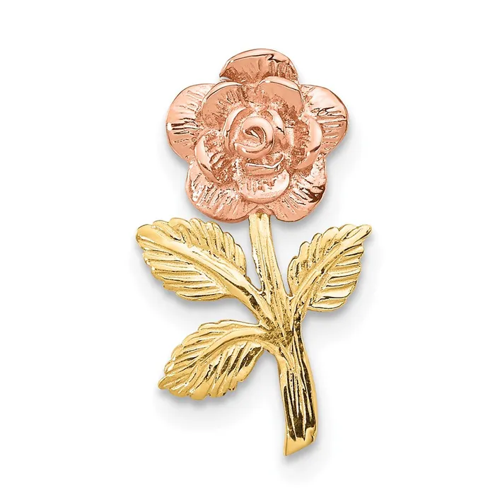 TreasureFineJewelers Rings 14k Twotone Mini Pink Rose Flower Chain Slide