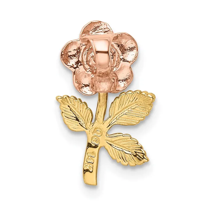 TreasureFineJewelers Rings 14k Twotone Mini Pink Rose Flower Chain Slide