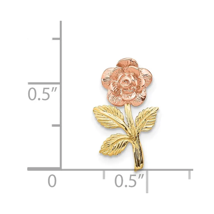 TreasureFineJewelers Rings 14k Twotone Mini Pink Rose Flower Chain Slide