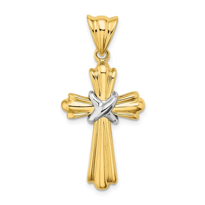 TreasureFineJewelers Rings 14K TwoTone Polished Cross X Center Design Charm