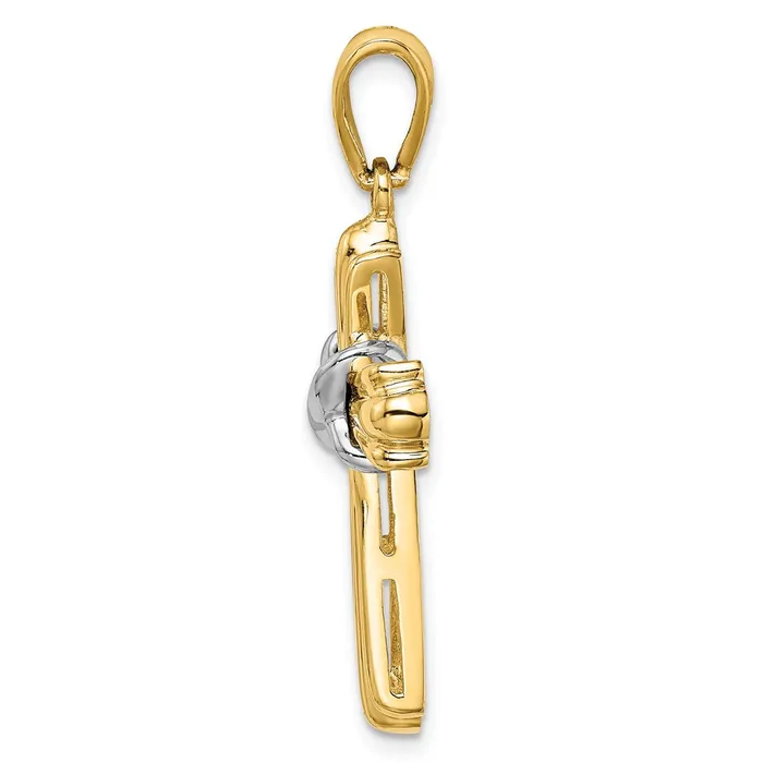 TreasureFineJewelers Rings 14K TwoTone Polished Cross X Center Design Charm