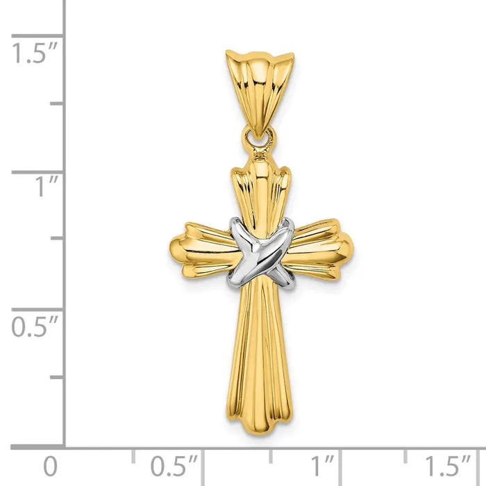 TreasureFineJewelers Rings 14K TwoTone Polished Cross X Center Design Charm