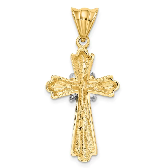 TreasureFineJewelers Rings 14K TwoTone Polished Cross X Center Design Charm