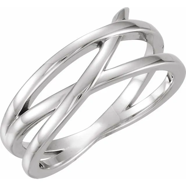 TreasureFineJewelers Rings 14K White CrissCross Ring