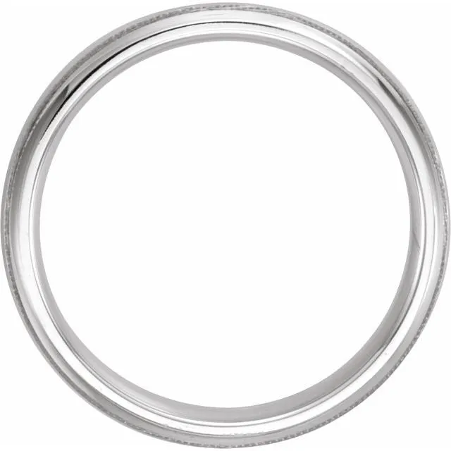 TreasureFineJewelers Rings 14K White Gold 6 mm Half Round ComfortFit Band With Milgrain