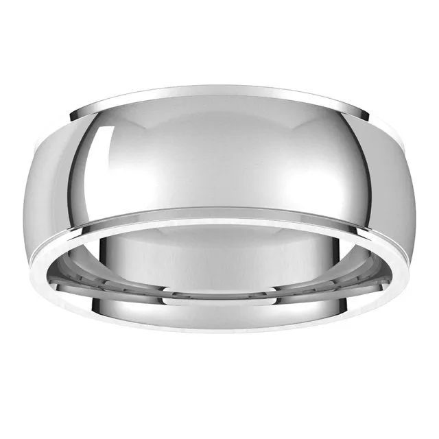 TreasureFineJewelers Rings 14K White Gold 7 mm Half Round Edge Comfort Fit Wedding Band