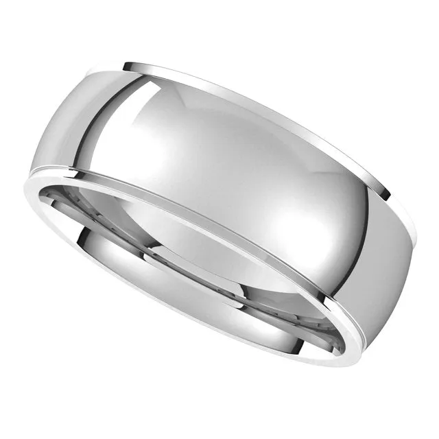 TreasureFineJewelers Rings 14K White Gold 7 mm Half Round Edge Comfort Fit Wedding Band