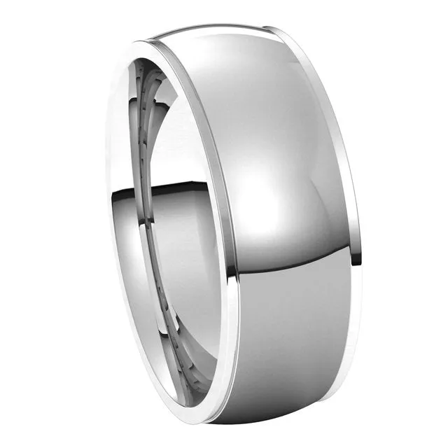 TreasureFineJewelers Rings 14K White Gold 7 mm Half Round Edge Comfort Fit Wedding Band