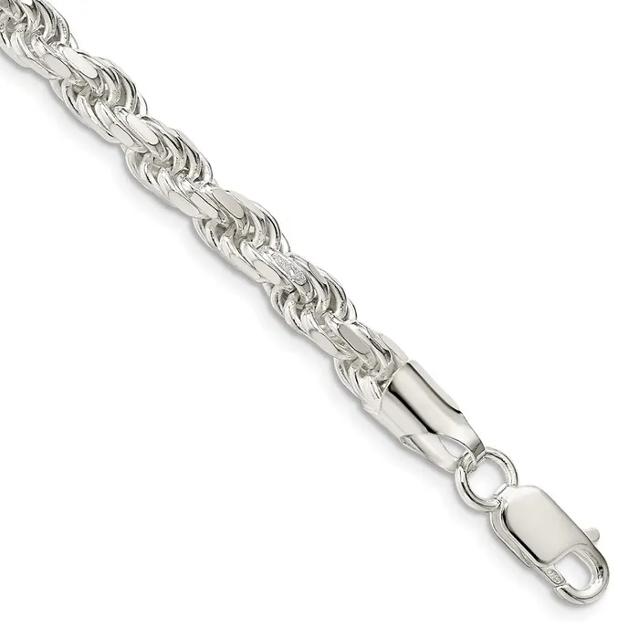 TreasureFineJewelers Rings Sterling Silver 575mm Diamondcut Rope Chain