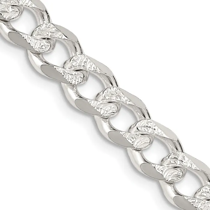 TreasureFineJewelers Rings Sterling Silver 75mm Pav Curb Chain