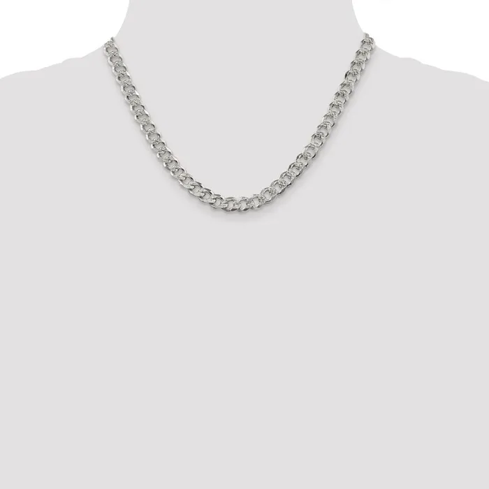 TreasureFineJewelers Rings Sterling Silver 75mm Pav Curb Chain