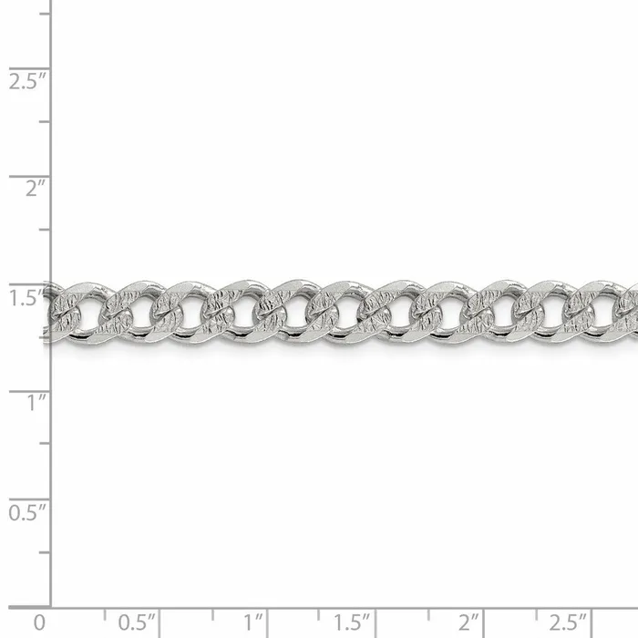 TreasureFineJewelers Rings Sterling Silver 75mm Pav Curb Chain
