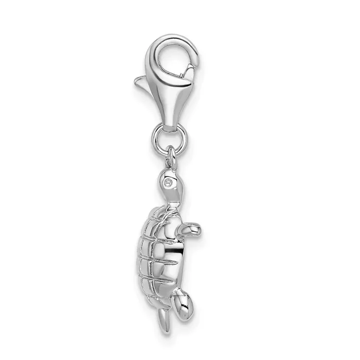 TreasureFineJewelers Rings Sterling Silver Amore La Vita Rhodiumplated Polished Turtle Charm