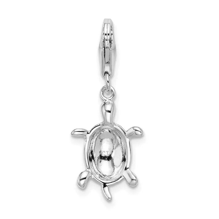 TreasureFineJewelers Rings Sterling Silver Amore La Vita Rhodiumplated Polished Turtle Charm