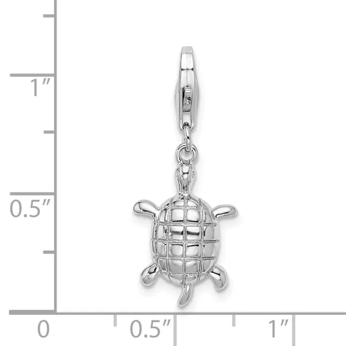 TreasureFineJewelers Rings Sterling Silver Amore La Vita Rhodiumplated Polished Turtle Charm