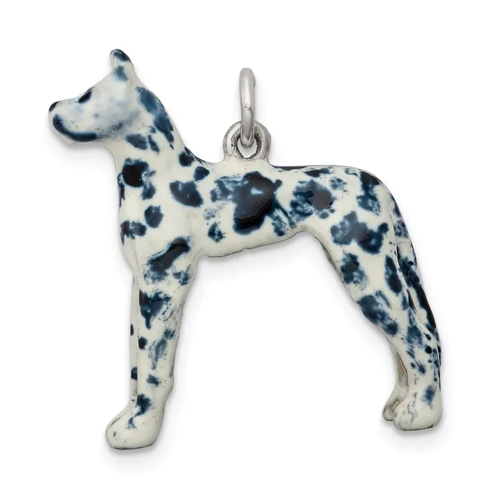 TreasureFineJewelers Rings Sterling Silver Enameled Great Dane Charm