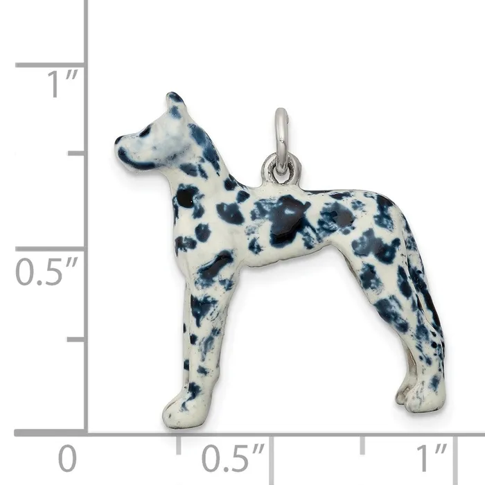 TreasureFineJewelers Rings Sterling Silver Enameled Great Dane Charm