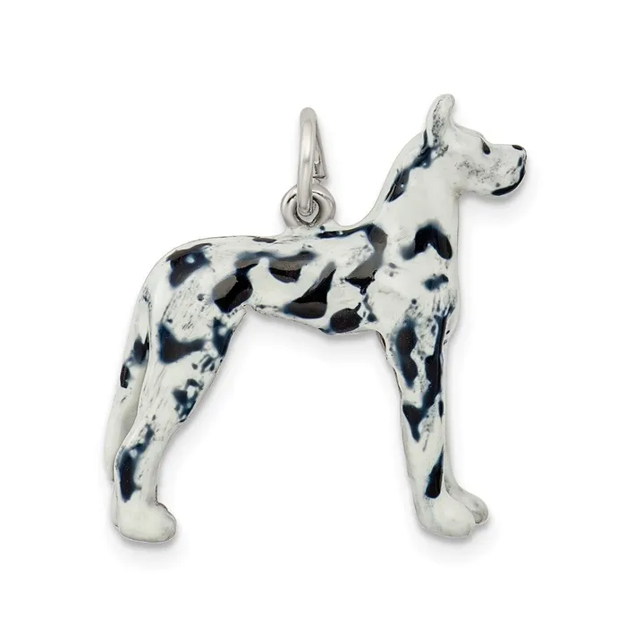 TreasureFineJewelers Rings Sterling Silver Enameled Great Dane Charm