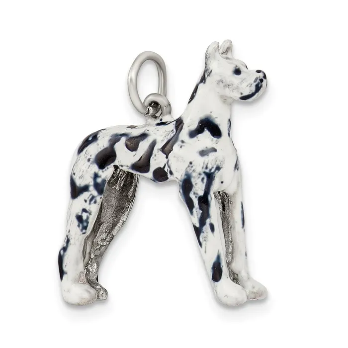TreasureFineJewelers Rings Sterling Silver Enameled Great Dane Charm