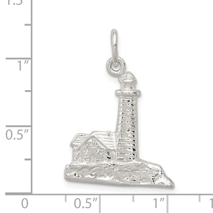 TreasureFineJewelers Rings Sterling Silver Lighthouse Charm