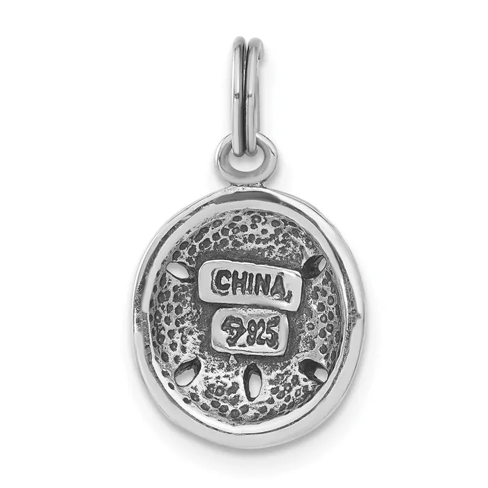 TreasureFineJewelers Rings Sterling Silver Marcasite White Enameled Sanddollar Charm
