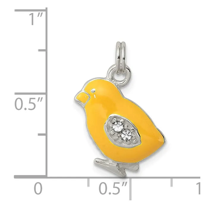 TreasureFineJewelers Rings Sterling Silver Preciosa Crystal Enameled Yellow Baby Chick Charm