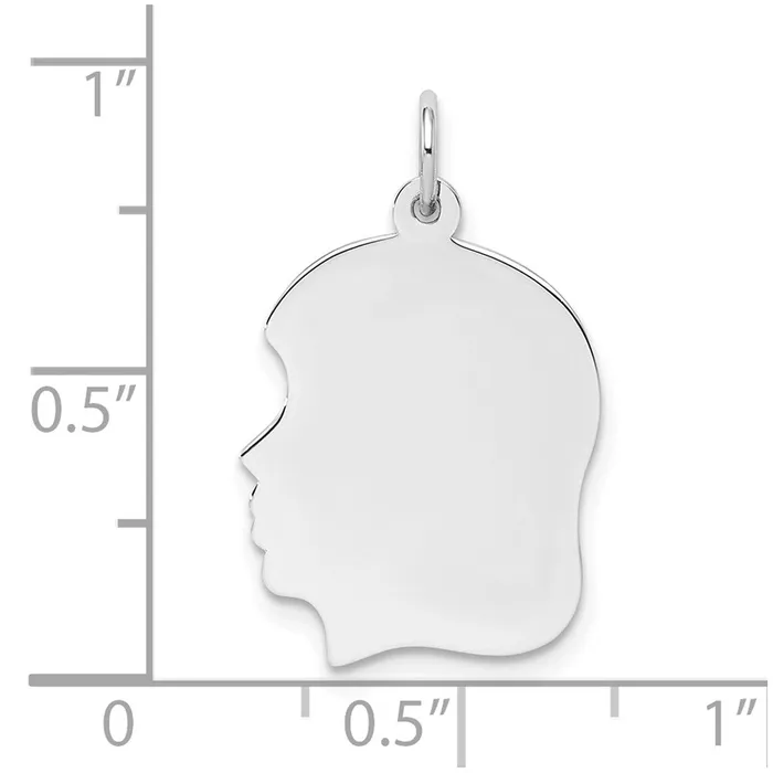 TreasureFineJewelers Rings Sterling Silver Rhodplate Eng Girl Polished FrontSatin Back Disc Charm