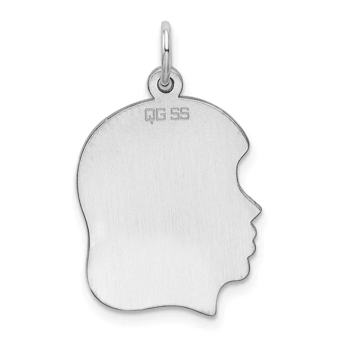 TreasureFineJewelers Rings Sterling Silver Rhodplate Eng Girl Polished FrontSatin Back Disc Charm