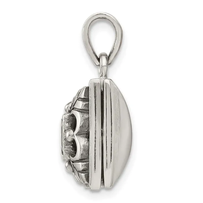 TreasureFineJewelers Rings Sterling Silver Rhodplated PolishedAntiqued Garnet Square 16mm Locket