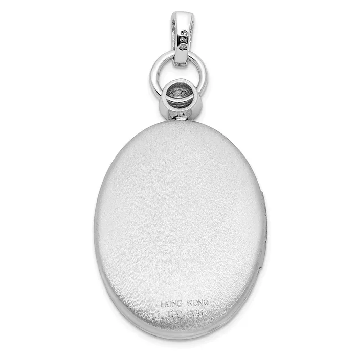 TreasureFineJewelers Rings Sterling Silver Rhodiumplate 26mm Diamond Accented DC Locket
