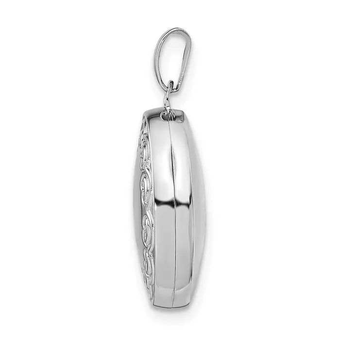 TreasureFineJewelers Rings Sterling Silver Rhodiumplated 17mm Scrolled Oval Locket