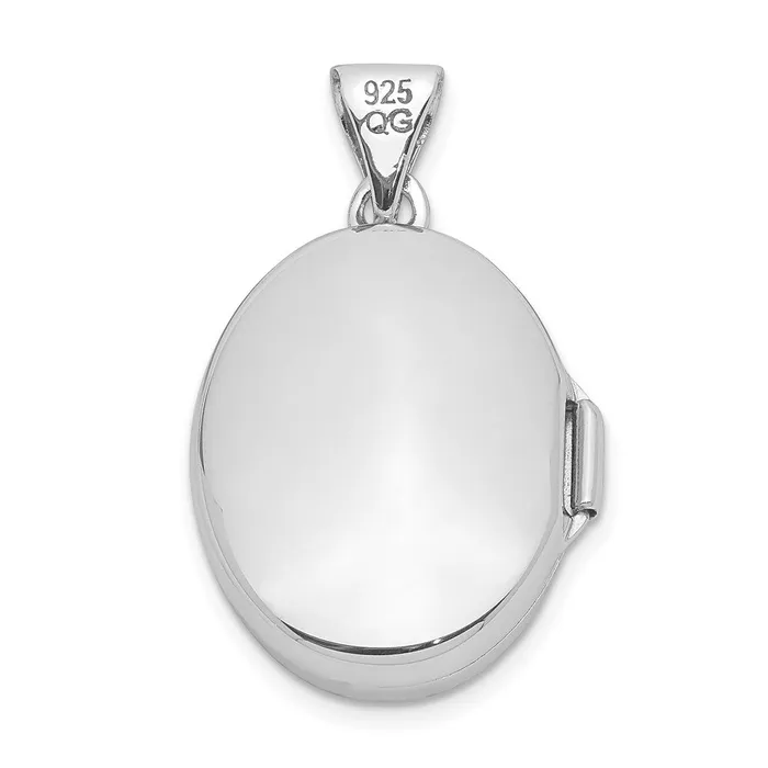 TreasureFineJewelers Rings Sterling Silver Rhodiumplated 17mm Scrolled Oval Locket