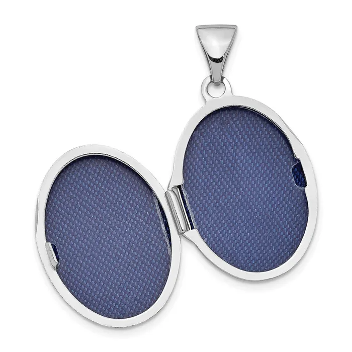 TreasureFineJewelers Rings Sterling Silver Rhodiumplated 17mm Scrolled Oval Locket