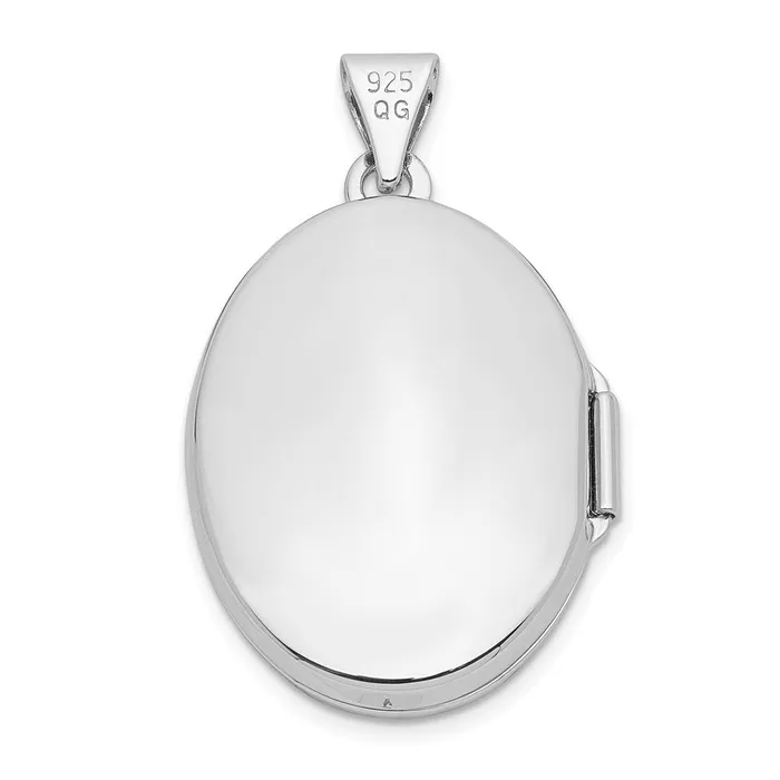 TreasureFineJewelers Rings Sterling Silver Rhodiumplated 21mm Heart Border Oval Locket