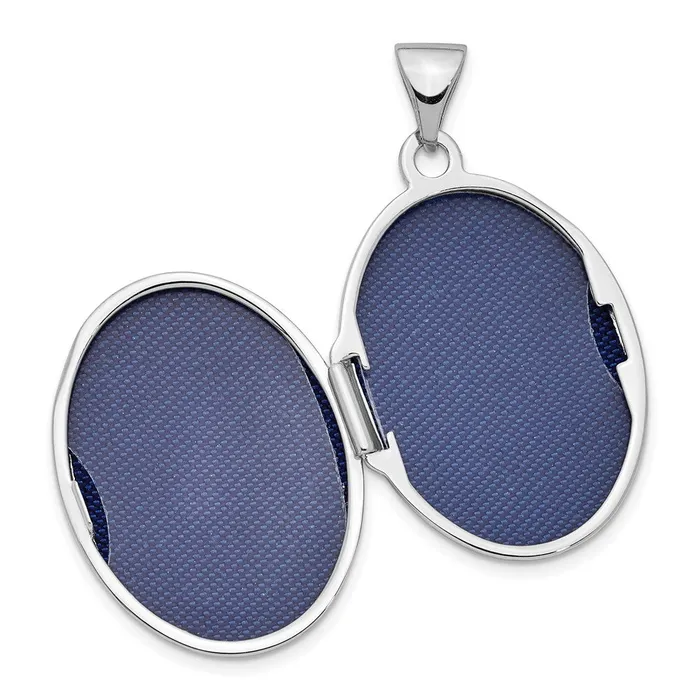 TreasureFineJewelers Rings Sterling Silver Rhodiumplated 21mm Heart Border Oval Locket