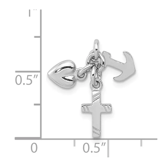 TreasureFineJewelers Rings Sterling Silver Rhodiumplated Faith Hope Charity Charm