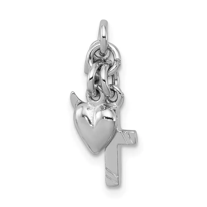 TreasureFineJewelers Rings Sterling Silver Rhodiumplated Faith Hope Charity Charm