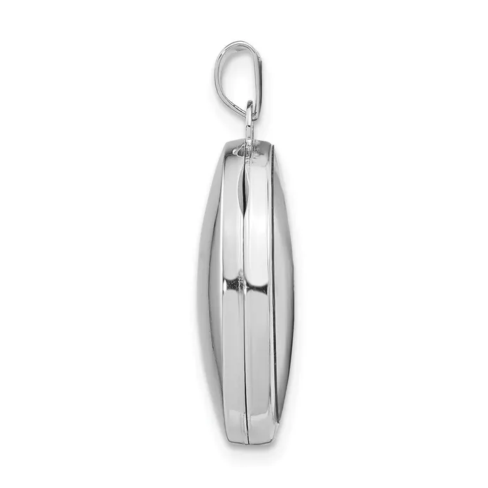 TreasureFineJewelers Rings Sterling Silver Rhodiumplated Polished 21mm Oval Locket
