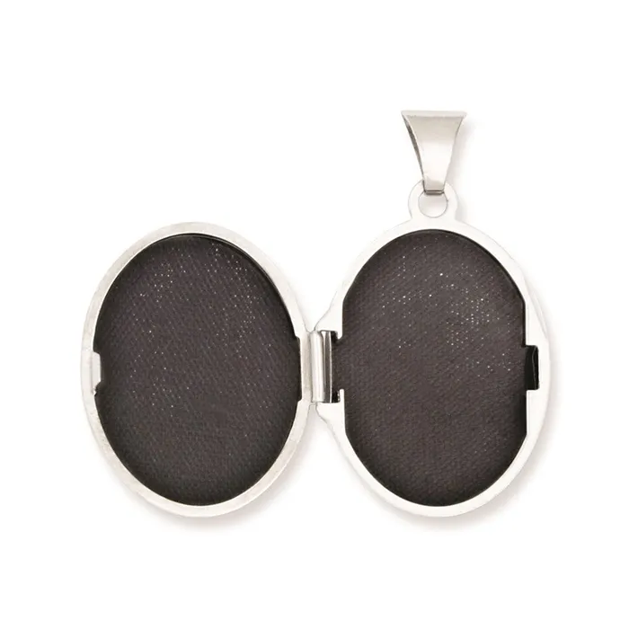 TreasureFineJewelers Rings Sterling Silver Rhodiumplated Polished 21mm Oval Locket