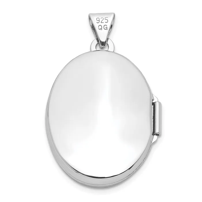 TreasureFineJewelers Rings Sterling Silver Rhodiumplated Polished 21mm Oval Locket