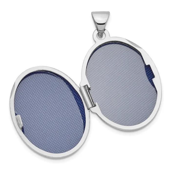 TreasureFineJewelers Rings Sterling Silver Rhodiumplated Polished 21mm Oval Locket