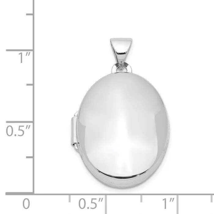 TreasureFineJewelers Rings Sterling Silver Rhodiumplated Polished 21mm Oval Locket