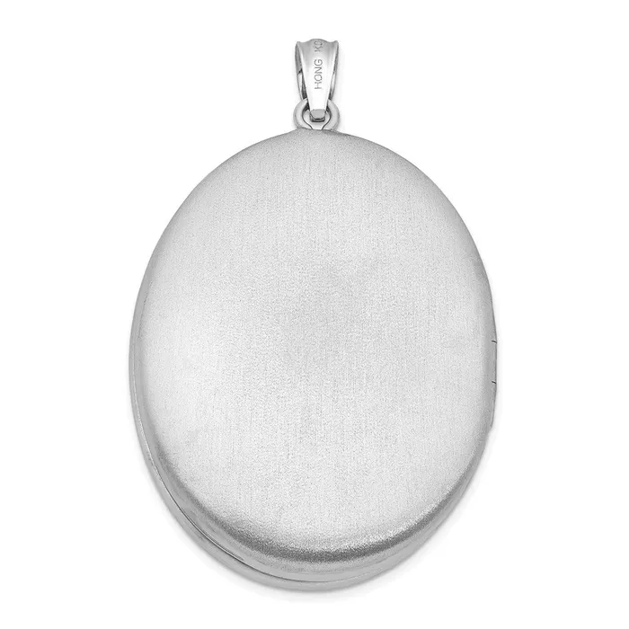 TreasureFineJewelers Rings Sterling Silver Rhodiumplated Satin Enameled Floral 34mm Oval Locket