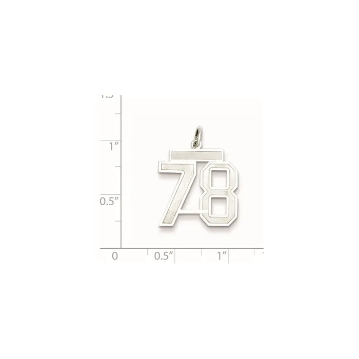TreasureFineJewelers Rings Sterling SilverRhodiumplated Satin Number 78 Charm