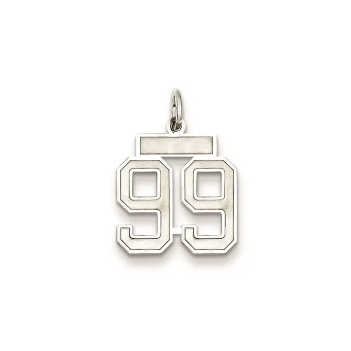 TreasureFineJewelers Rings Sterling SilverRhodiumplated Satin Number 99 Charm