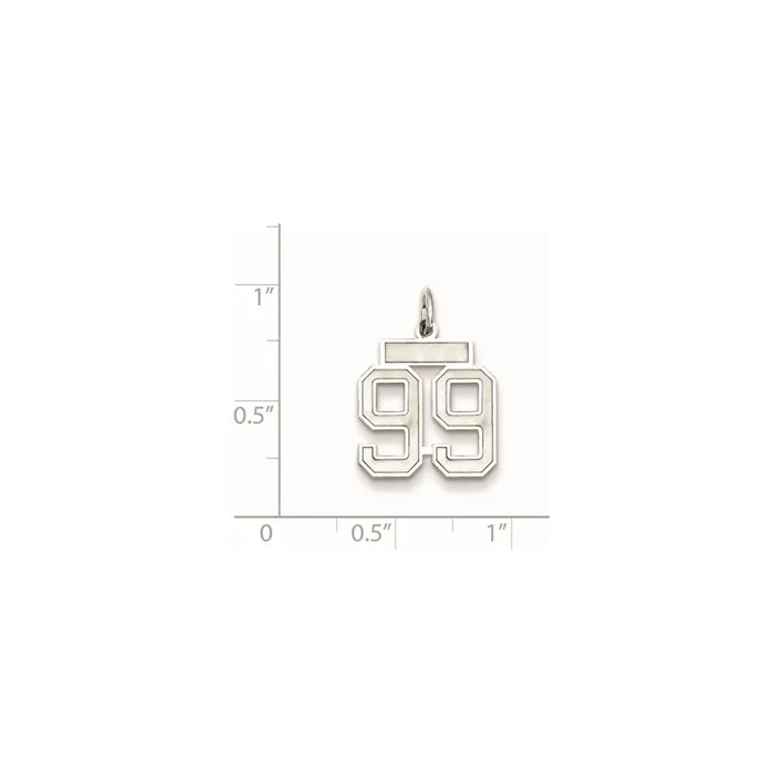 TreasureFineJewelers Rings Sterling SilverRhodiumplated Satin Number 99 Charm