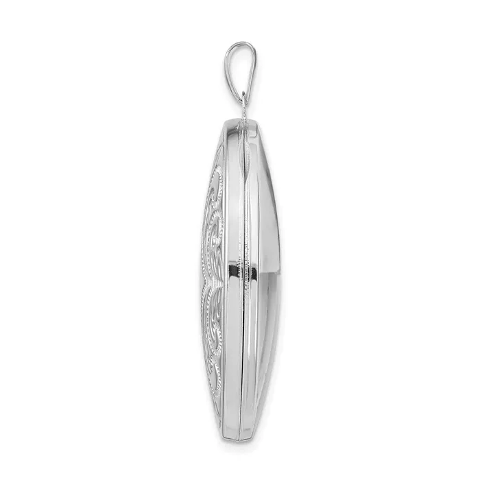 TreasureFineJewelers Rings Sterling Silver Rhodiumplated Scroll Design Oval 6Frame Family Locket